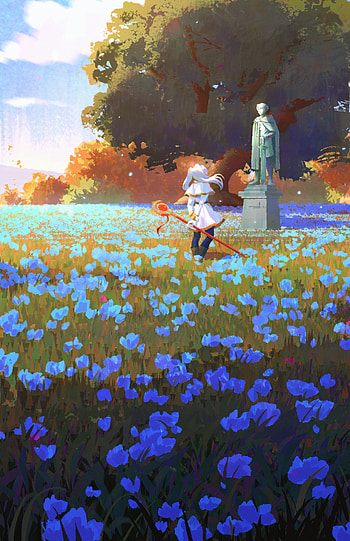 Frieren & Blue Meadow - Anime , Anime, Frieren: Beyond Journey's End, Frieren (Frieren: Beyond Journey's End) HD phone wallpaper