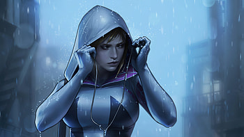 Gwen Stacy Listening Music , gwen-stacy, superheroes, artist, artwork, digital-art HD wallpaper