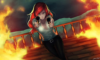 Anime Girl With Two Guns Firing, artist, artwork, digital-art, anime, deviantart HD wallpaper