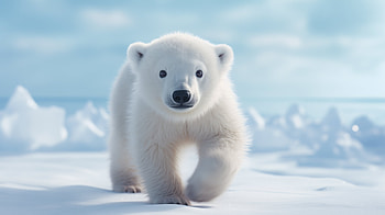 Charming Polar Bear Cub, Animal, polar bear, Wildlife, arctic, snow, winter animals HD wallpaper