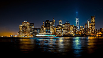 Cities, Shore, Bank, Night City, Skyscrapers HD wallpaper