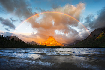 Glacier National Park , national-park, nature, mountains, glacier, rainbow HD wallpaper