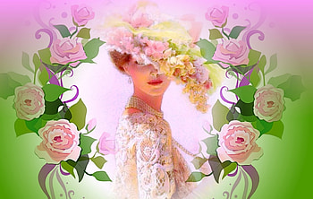 Roses, colors, Lovely, beautiful, flowers, Hat, woman HD wallpaper