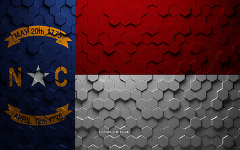 Flag of North Carolina, honeycomb art, North Carolina hexagons flag, North Carolina, 3d hexagons art, North Carolina flag HD wallpaper