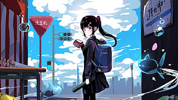 Anime Girl With School Uniform Ponytails Anime Girl HD wallpaper