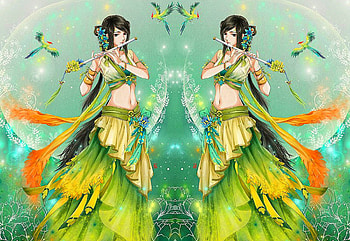 Fantasy Girls, fantasy, art, green, woman, collage HD wallpaper