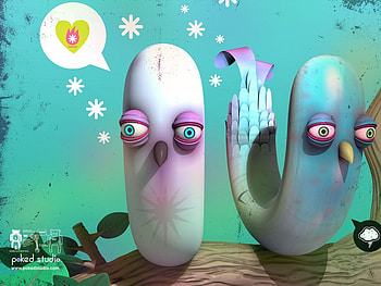 Birds, owl shape, illustration, 3d HD wallpaper