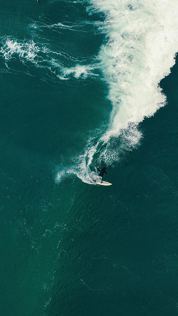 Sports, Sea, Serfing, View From Above, Wave, Surfer HD phone wallpaper