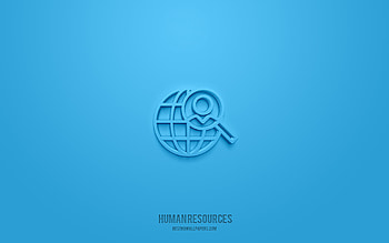 Human Resources 3d icon, blue background, 3d symbols, Human Resources, business icons, 3d icons, Human Resources sign, business 3d icons HD wallpaper