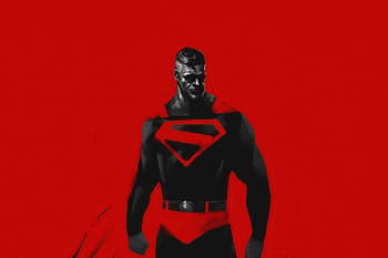 Red superman, fan art, minimal HD wallpaper