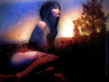 Here Comes the Rain, sexy, rain, fantasy, woman HD wallpaper