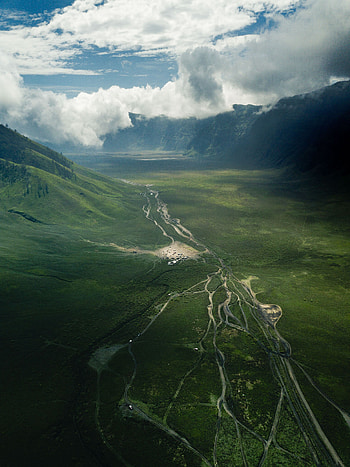 Landscape, Nature, Roads, Clouds, View From Above, Hills, Valley HD phone wallpaper