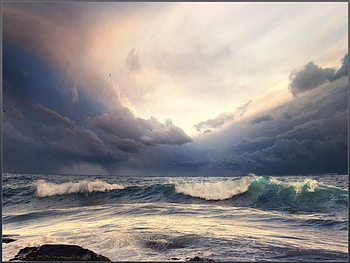waves, clouds, waves HD wallpaper