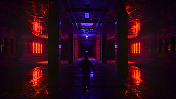 Art, Dark, Silhouette, Neon, Tunnel HD wallpaper