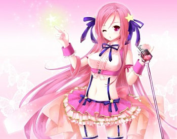 I'm a Superstar, superstar, cute, long hair, beauty, pink eyes, female, sexy, skirt, divine, ribbon, gorgeous, hot, girl, singer, beautiful, pink hair, star, anime girl, elegant, pink, anime, wink, micro HD wallpaper