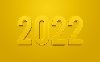Yellow 2022 3D background, 2022 New Year, Happy New Year 2022, yellow background, 2022 concepts, 2022 background, 2022 3D art, New 2022 Year HD wallpaper