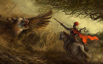 Assault, horse, sword, darek zabrocki, art, digital painting, demon, adventure, action, fantasy, cg, , warrior, stunning HD wallpaper