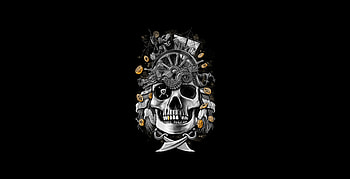 Dark Gold Skull , skull, artist, artwork, digital-art, dark, oled, black HD wallpaper