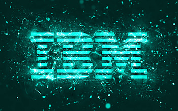 IBM turquoise logo, , turquoise neon lights, creative, turquoise abstract background, IBM logo, brands, IBM HD wallpaper