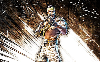 Bandolier, grunge art, Fortnite Battle Royale, Fortnite characters, Bandolier Skin, brown abstract rays, Fortnite, Bandolier Fortnite HD wallpaper