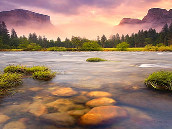 Valley storm, nature, water, lake, sunset, tree HD wallpaper
