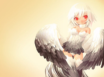 Black & White Angel, White, black, and, red, red eyes, angel, dark HD wallpaper