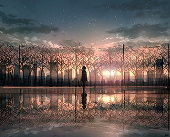 Sunset, Art, Twilight, Reflection, Silhouette, Dusk HD wallpaper