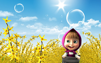 Cartoon, Children, Sun, Masha And The Bear HD wallpaper