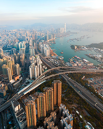 Cities, City, Building, View From Above, Coast, Skyscrapers, Megalopolis, Megapolis, Hong Kong, Hong Kong S.a.r HD phone wallpaper