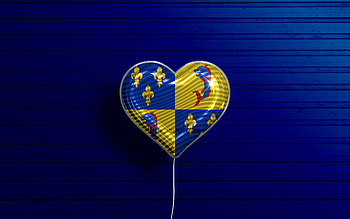 I Love Dauphine, , realistic balloons, blue wooden background, Day of Dauphine, french provinces, flag of Dauphine, France, balloon with flag, Provinces of France, Dauphine flag, Dauphine HD wallpaper