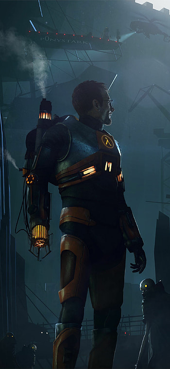 Lambda symbol, HEV suit, man's journey, Iconic logo HD phone wallpaper