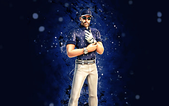 Bogey Basher, , blue neon lights, Fortnite Battle Royale, Fortnite characters, Bogey Basher Skin, Fortnite, Bogey Basher Fortnite HD wallpaper