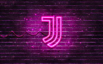 Juventus FC purple logo, , purple brickwall, Juventus FC logo, brands, Juve, Juventus FC neon logo, Juventus FC, Juventus logo HD wallpaper