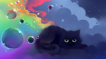 Cute Black Cat - HVGJ HD wallpaper