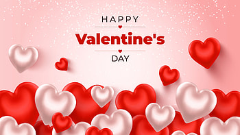 Happy Valentine's Day Red White Hearts Shapes Light Pink Background Valentine's Day HD wallpaper