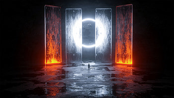 Dark, Silhouette, Darkness, Glow, Circle, Posts, Pillars HD wallpaper