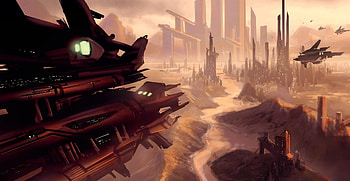 Fantasy, Ships, City, Skyscrapers, Flight HD wallpaper