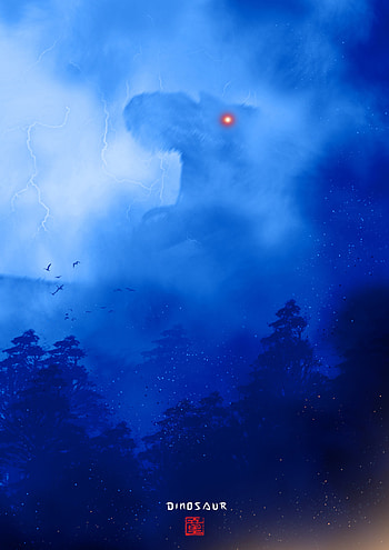 Art, Lightning, Silhouette, Fog, Dinosaur, Monster HD phone wallpaper