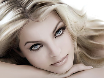 Blonde Face, blue, sexy, graphy, blonde, art, , girl, beauty, nice, portrait, face, hair, eye HD wallpaper