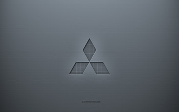 Mitsubishi logo, gray creative background, Mitsubishi emblem, gray paper texture, Mitsubishi, gray background, Mitsubishi 3d logo HD wallpaper