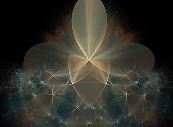 Flowers in fairyland, blue, beige, fractals, flower, fractal HD wallpaper
