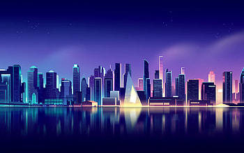 Neon Skyline, Cityscape , Neon skyline aesthetic, Reflections, World HD wallpaper