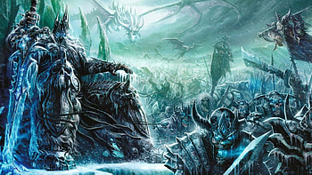 Wrath of the Lich King, Epic fantasy art, Dystopian setting, Chilling atmosphere HD wallpaper