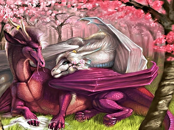 Lovely Dragon Couple, Couple, lovely, Dragons, Fantasy HD wallpaper