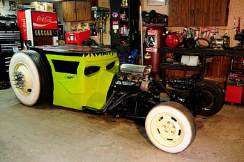 Frankenstein-Odd-Rod, Custom, Big Rear Tires, Hotrod, Lime Green HD wallpaper