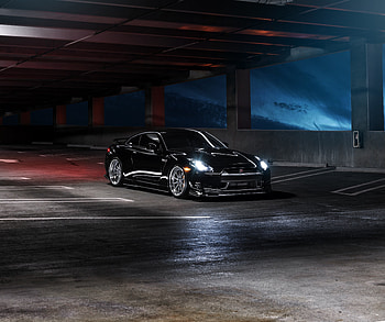 Basement, parked car, Nissan GT-R HD wallpaper