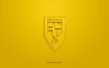 NK Inter Zapresic, creative 3D logo, yellow background, Druga HNL, 3d emblem, Croatian football club, Croatian Second Football League, Zapresic, Croatia, 3d art, football, NK Inter Zapresic 3d logo HD wallpaper