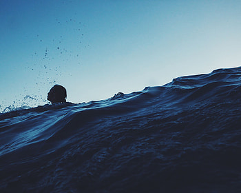 Nature, Sea, Waves, Spray, Swimmer HD wallpaper