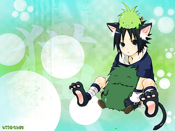 Neko Sasuke, sasuke, neko, green, naruto, cute HD wallpaper