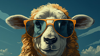 Cool Sheep with Sunglasses, sunglasses, Animal, sheep HD wallpaper